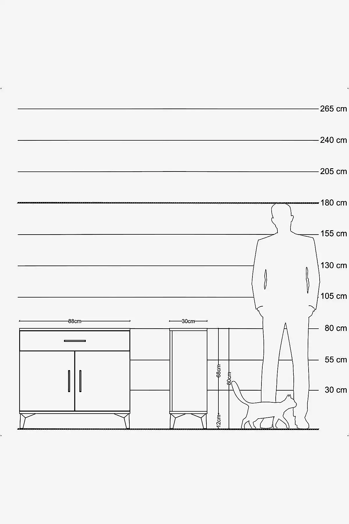 Arges Şifonyer Tek Raflı Tek Çekmeceli 2 Kapaklı 88x30x80 - S03M023V2A