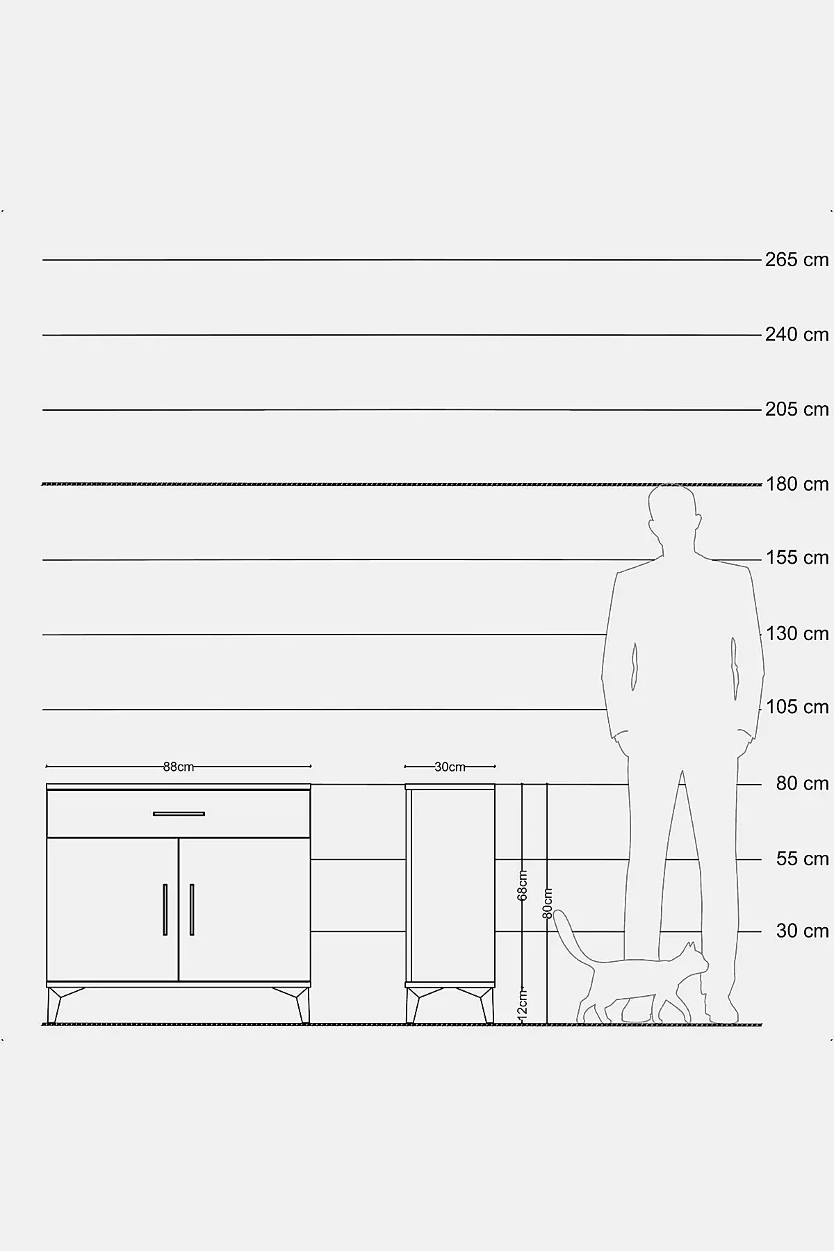 Arges Şifonyer Tek Raflı Tek Çekmeceli 2 Kapaklı 88x30x80 - S03M023V4A
