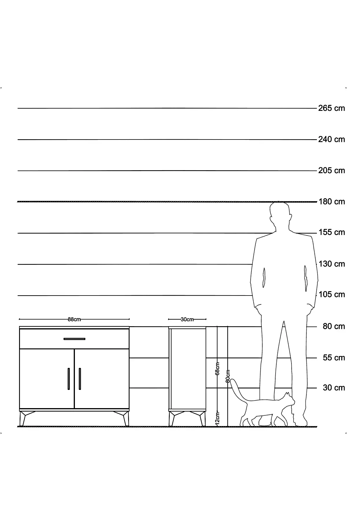 Arges Şifonyer Tek Raflı Tek Çekmeceli 2 Kapaklı 88x30x80 - S03M023V5A