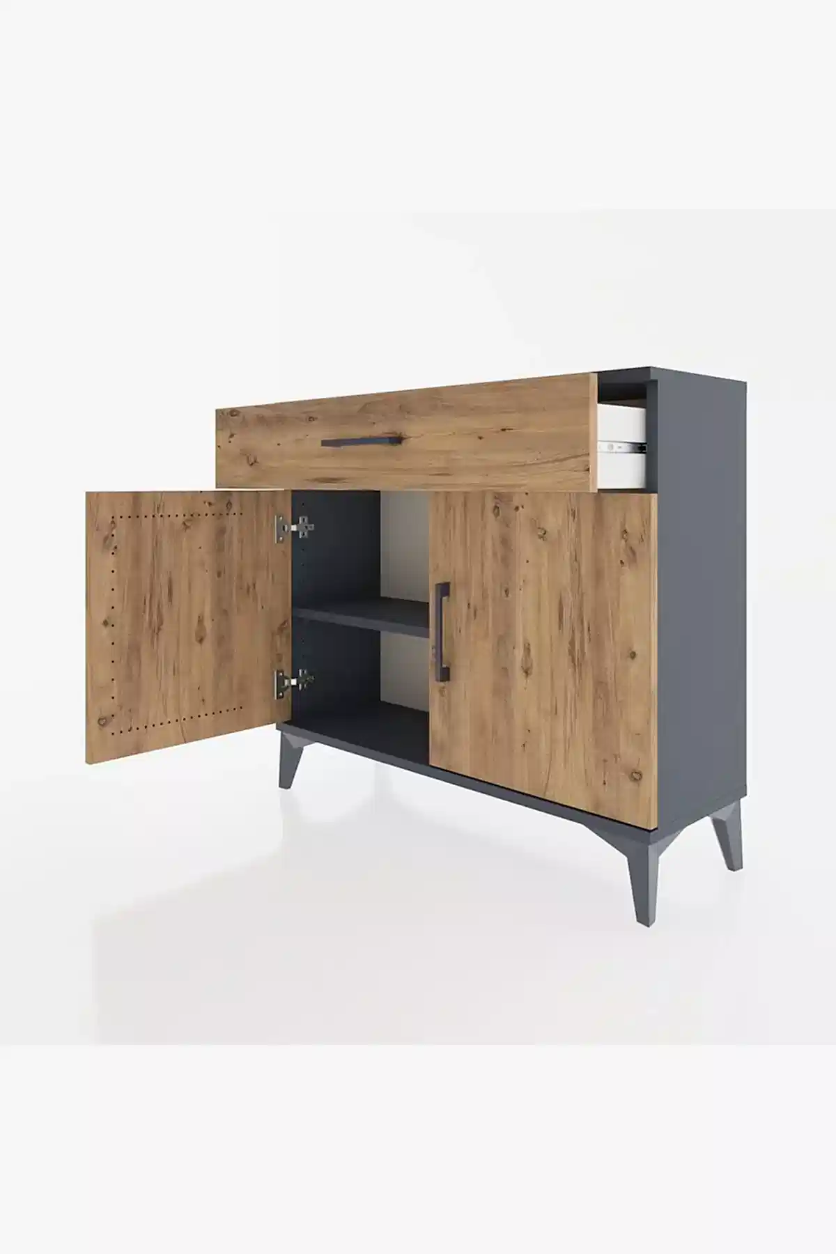 Arges Şifonyer Tek Raflı Tek Çekmeceli 2 Kapaklı 88x30x80 - S03M023V6A