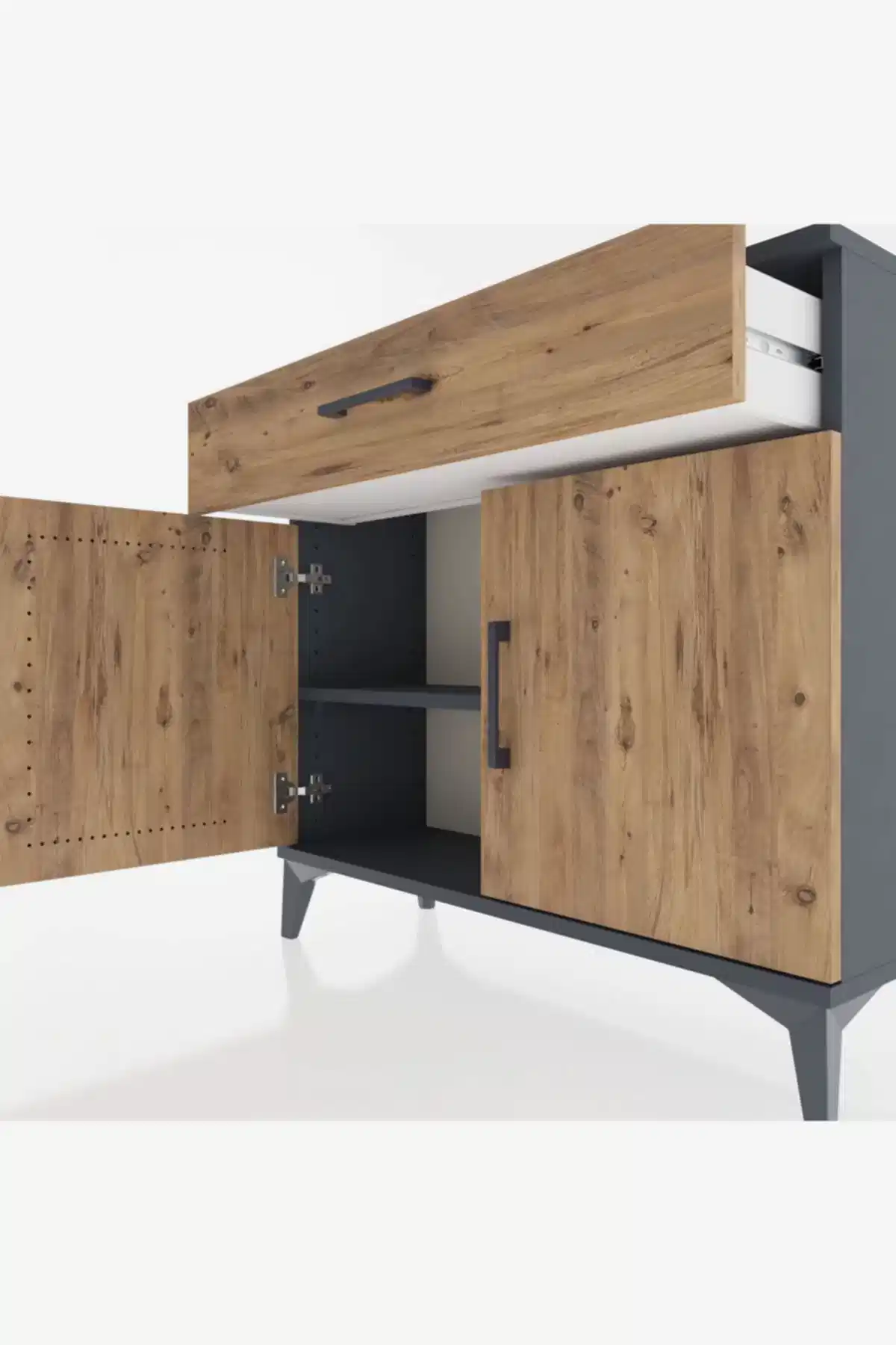 Arges Şifonyer Tek Raflı Tek Çekmeceli 2 Kapaklı 88x30x80 - S03M023V6A