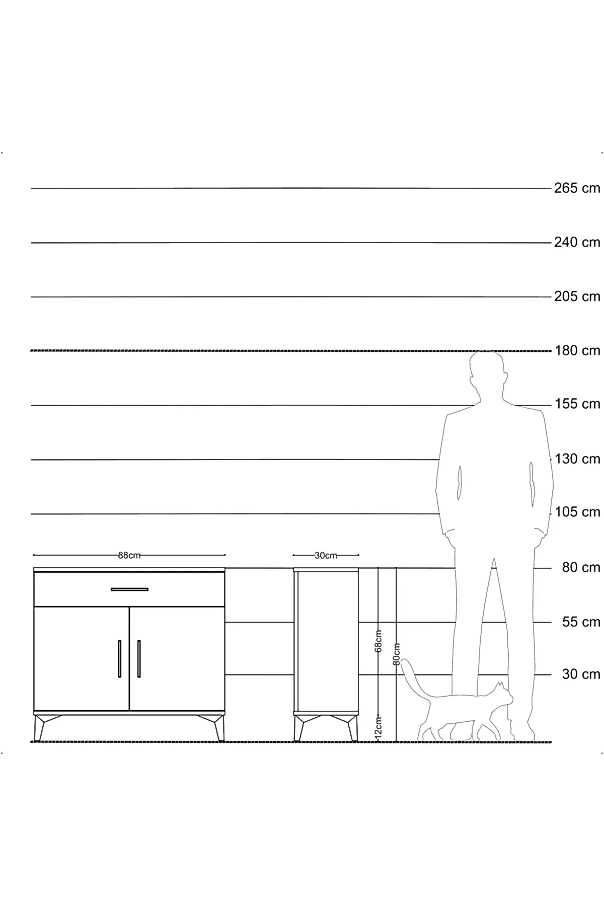 Arges Şifonyer Tek Raflı Tek Çekmeceli 2 Kapaklı 88x30x80 - S03M023V7A
