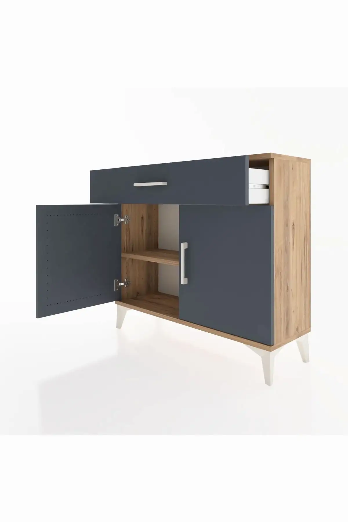 Arges Şifonyer Tek Raflı Tek Çekmeceli 2 Kapaklı 88x30x80 - S03M023V8A