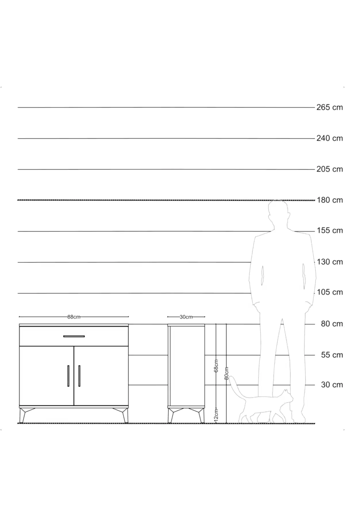 Arges Şifonyer Tek Raflı Tek Çekmeceli 2 Kapaklı 88x30x80 - S03M023V8A