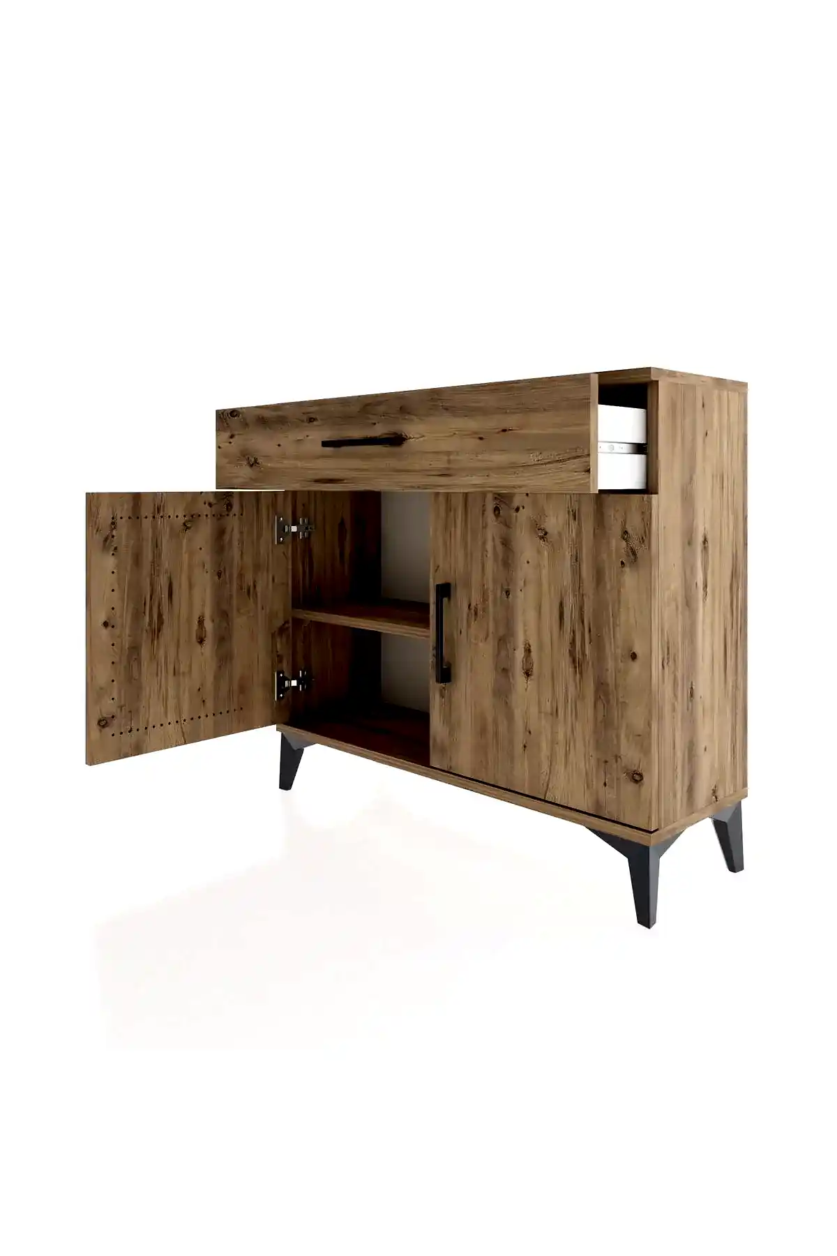 Arges Şifonyer Tek Raflı Tek Çekmeceli 2 Kapaklı 88x30x80 - S03M023V9A