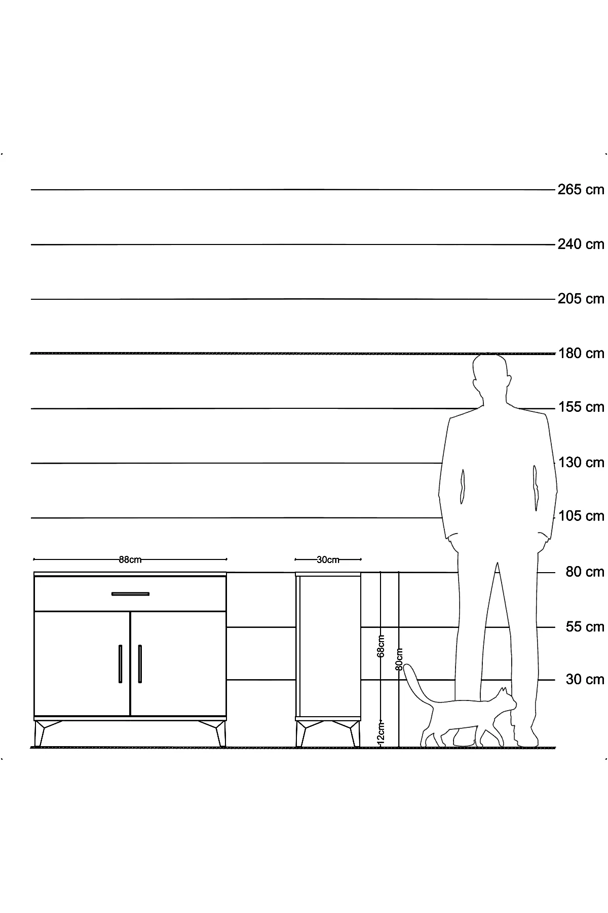 Arges Şifonyer Tek Raflı Tek Çekmeceli 2 Kapaklı 88x30x80 - S03M023V9A
