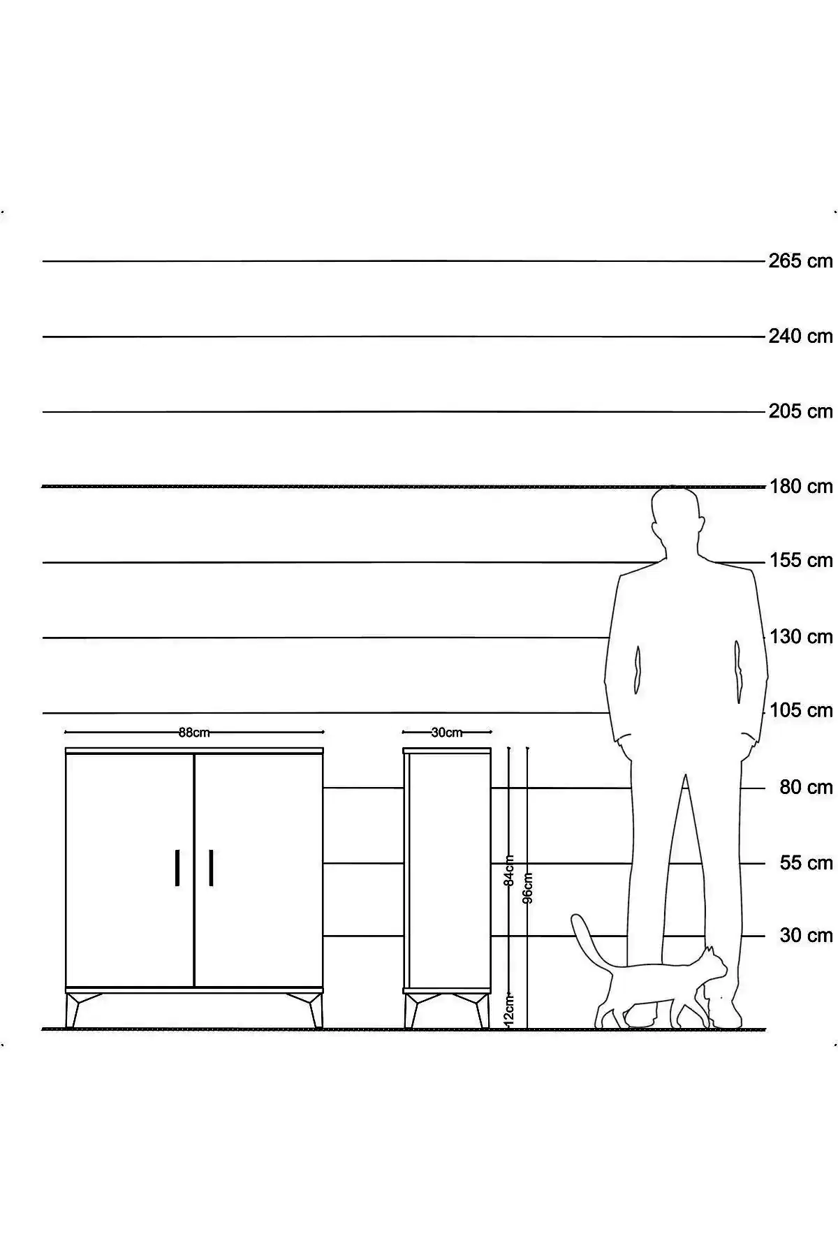 Arges Şifonyer 2 Raflı 2 Kapaklı 88x30x96 - S04M057V4A