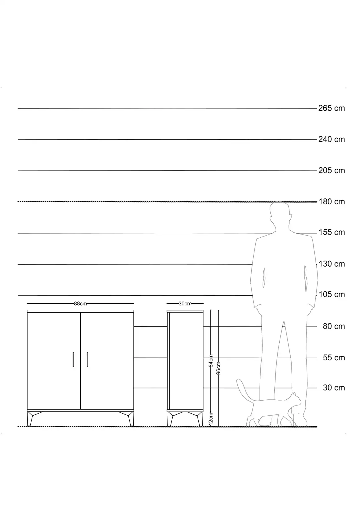 Arges Şifonyer 2 Raflı 2 Kapaklı 88x30x96 - S04M057V7A