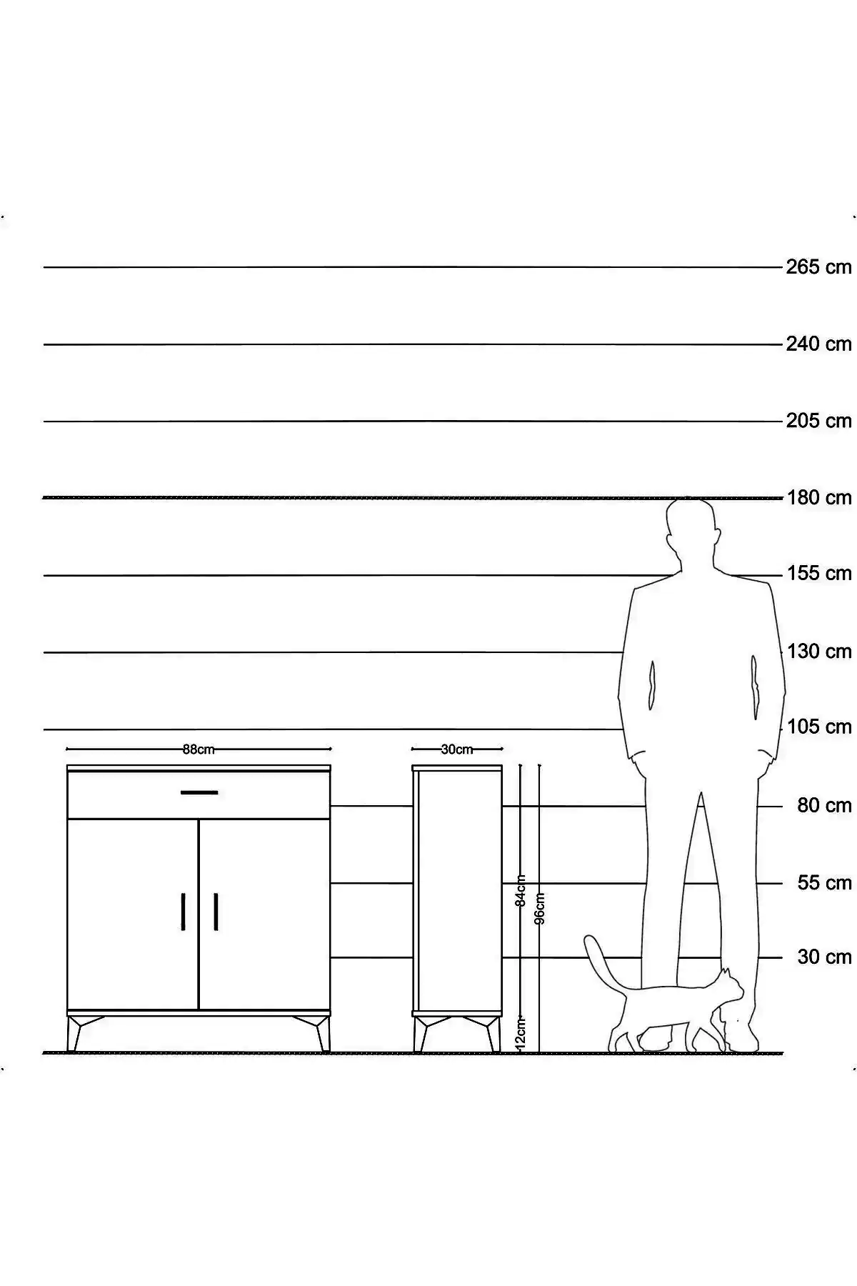 Arges Şifonyer 2 Raflı Tek Çekmeceli 2 Kapaklı 88x30x96 - S04M059V1A