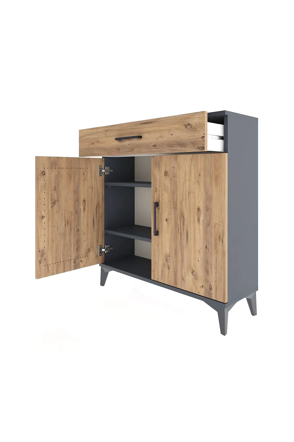 Arges Şifonyer 2 Raflı Tek Çekmeceli 2 Kapaklı 88x30x96 - S04M059V6A