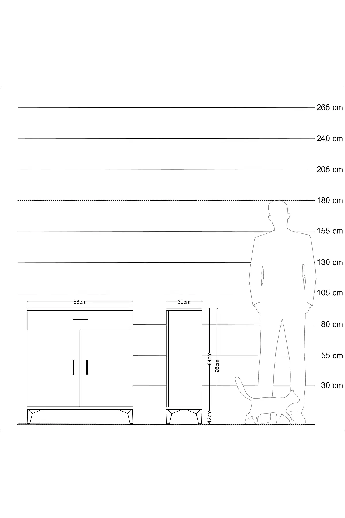 Arges Şifonyer 2 Raflı Tek Çekmeceli 2 Kapaklı 88x30x96 - S04M059V6A
