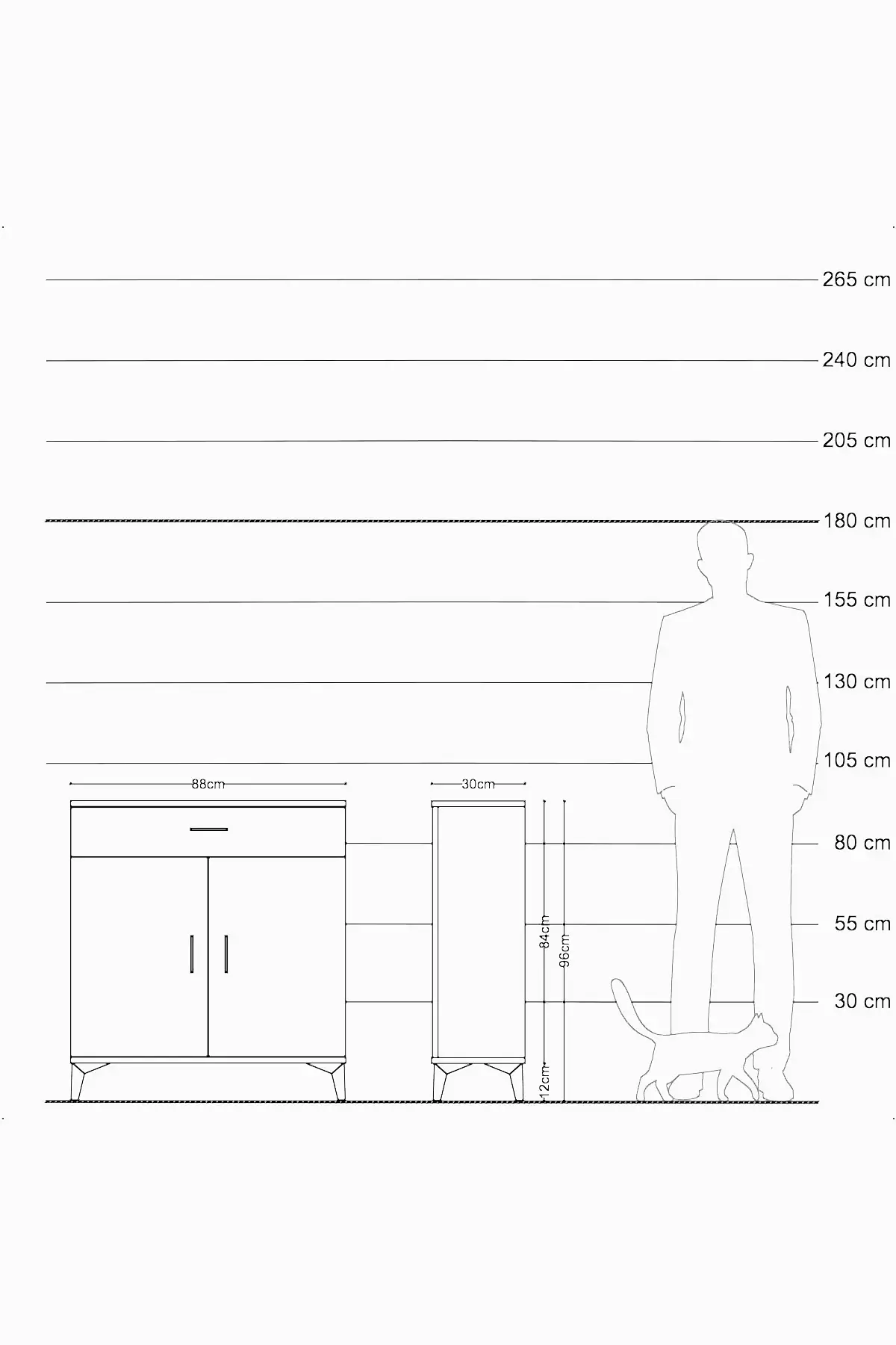 Arges Şifonyer 2 Raflı Tek Çekmeceli 2 Kapaklı 88x30x96 - S04M059V7A