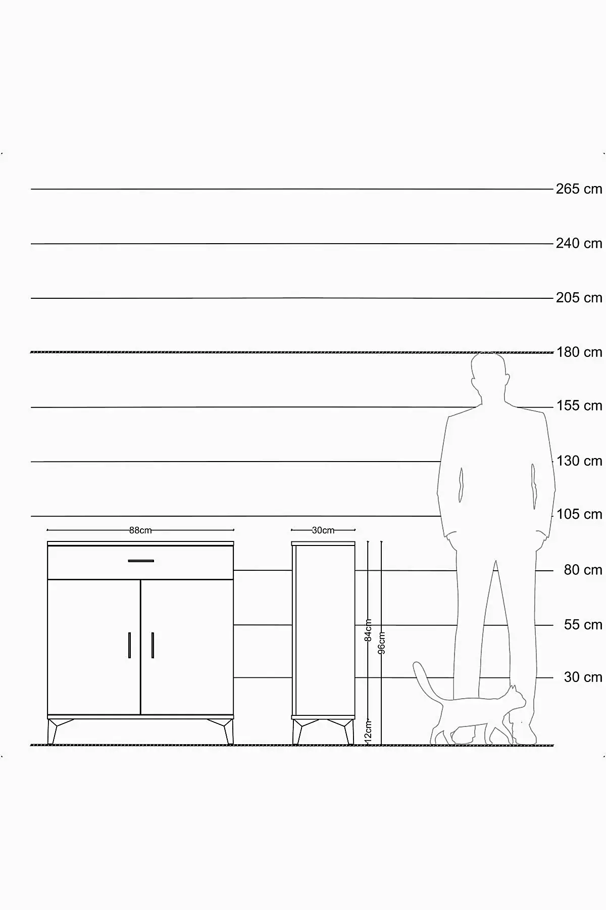 Arges Şifonyer 2 Raflı Tek Çekmeceli 2 Kapaklı 88x30x96 - S04M059V8A