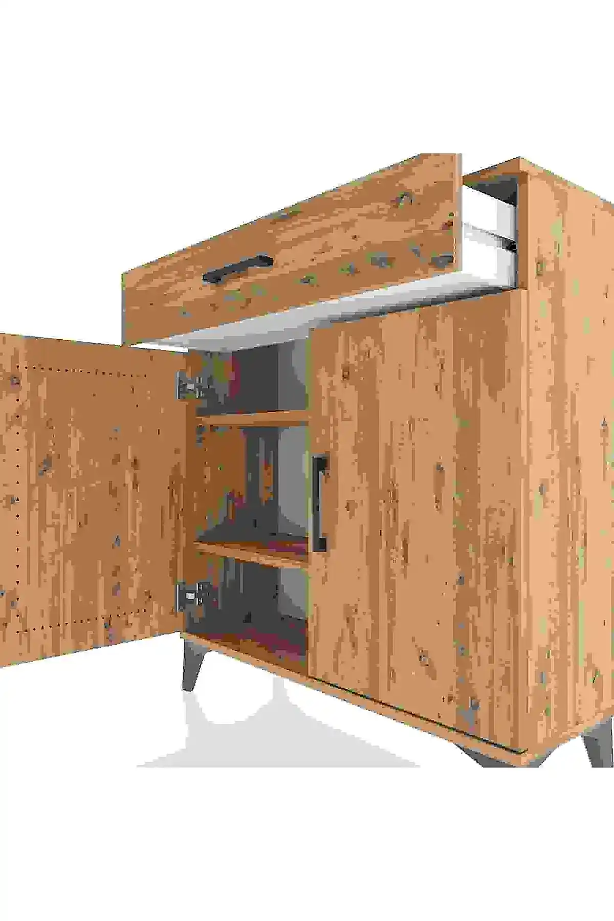 Arges Şifonyer 2 Raflı Tek Çekmeceli 2 Kapaklı 88x30x96 - S04M059V9A