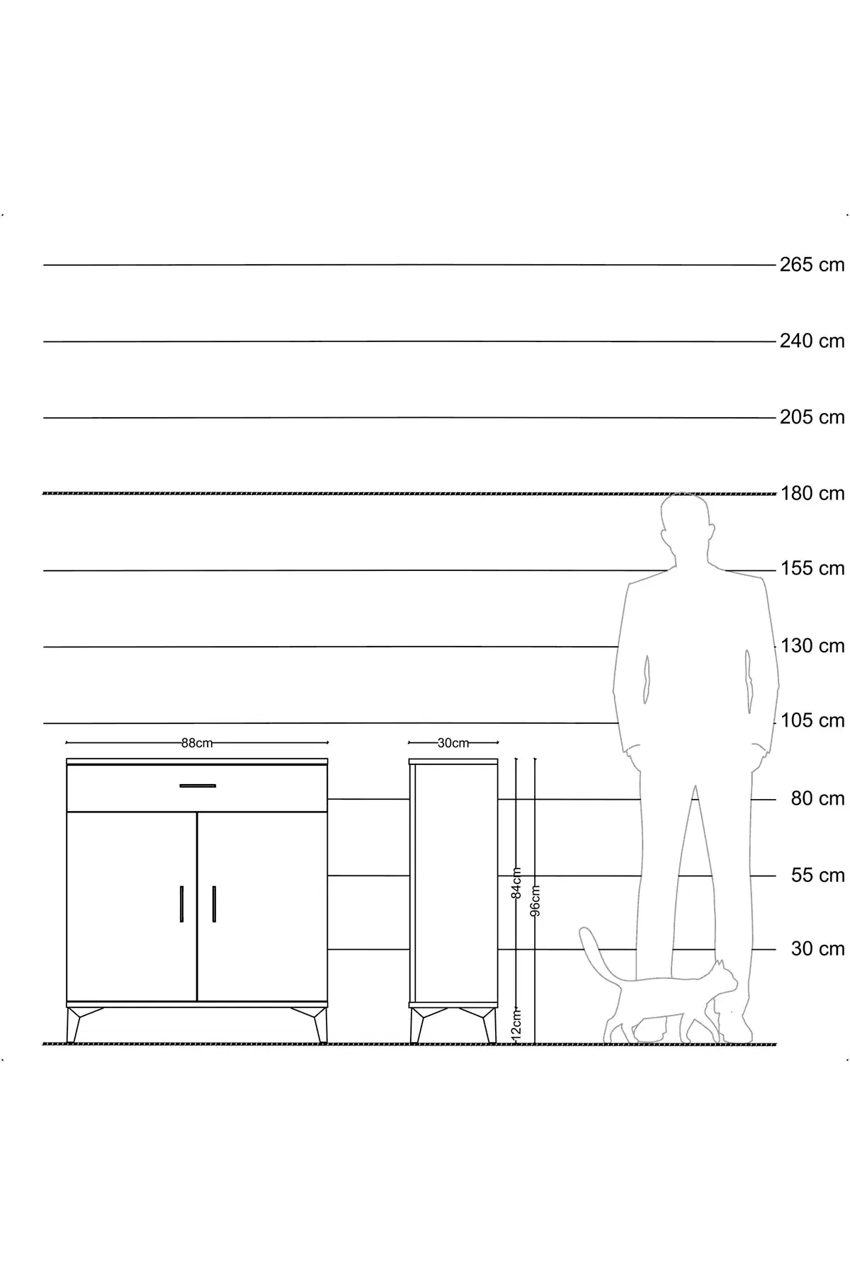 Arges Şifonyer 2 Raflı Tek Çekmeceli 2 Kapaklı 88x30x96 - S04M059V9A