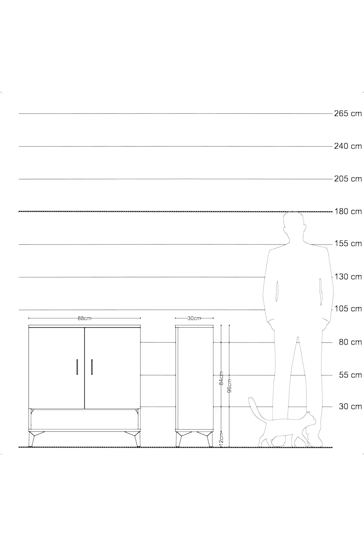 Arges Şifonyer 3 Raflı 2 Kapaklı 88x30x96 - S04M062V2A