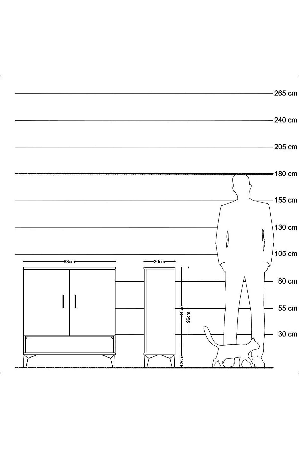 Arges Şifonyer 3 Raflı 2 Kapaklı 88x30x96 - S04M062V3A