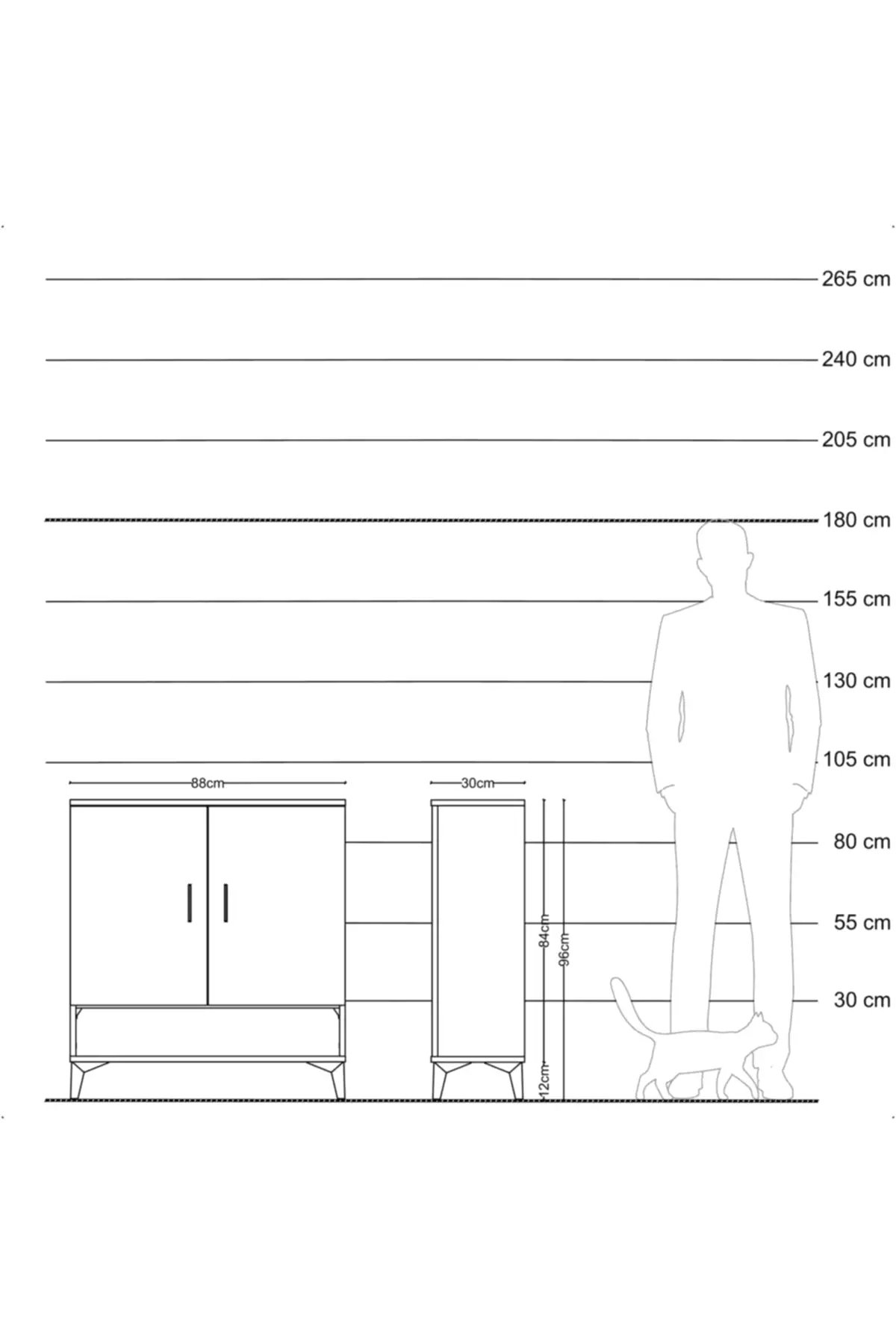 Arges Şifonyer 3 Raflı 2 Kapaklı 88x30x96 - S04M062V9A