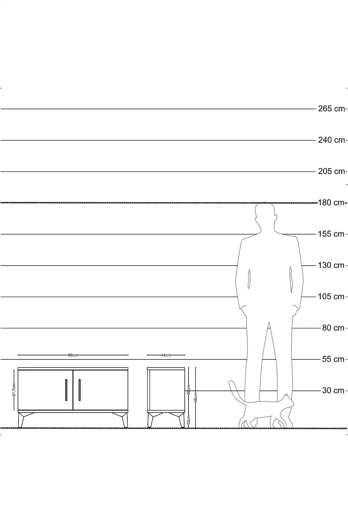 Hyperion Şifonyer Tek Raflı 2 Kapaklı 88x44x48 - S34M005V4B