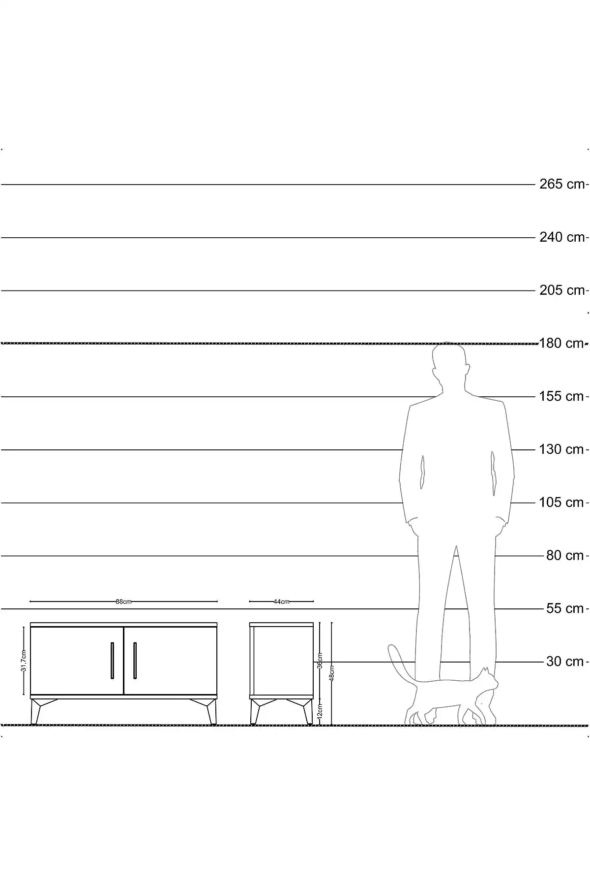 Hyperion Şifonyer Tek Raflı 2 Kapaklı 88x44x48 - S34M005V7B