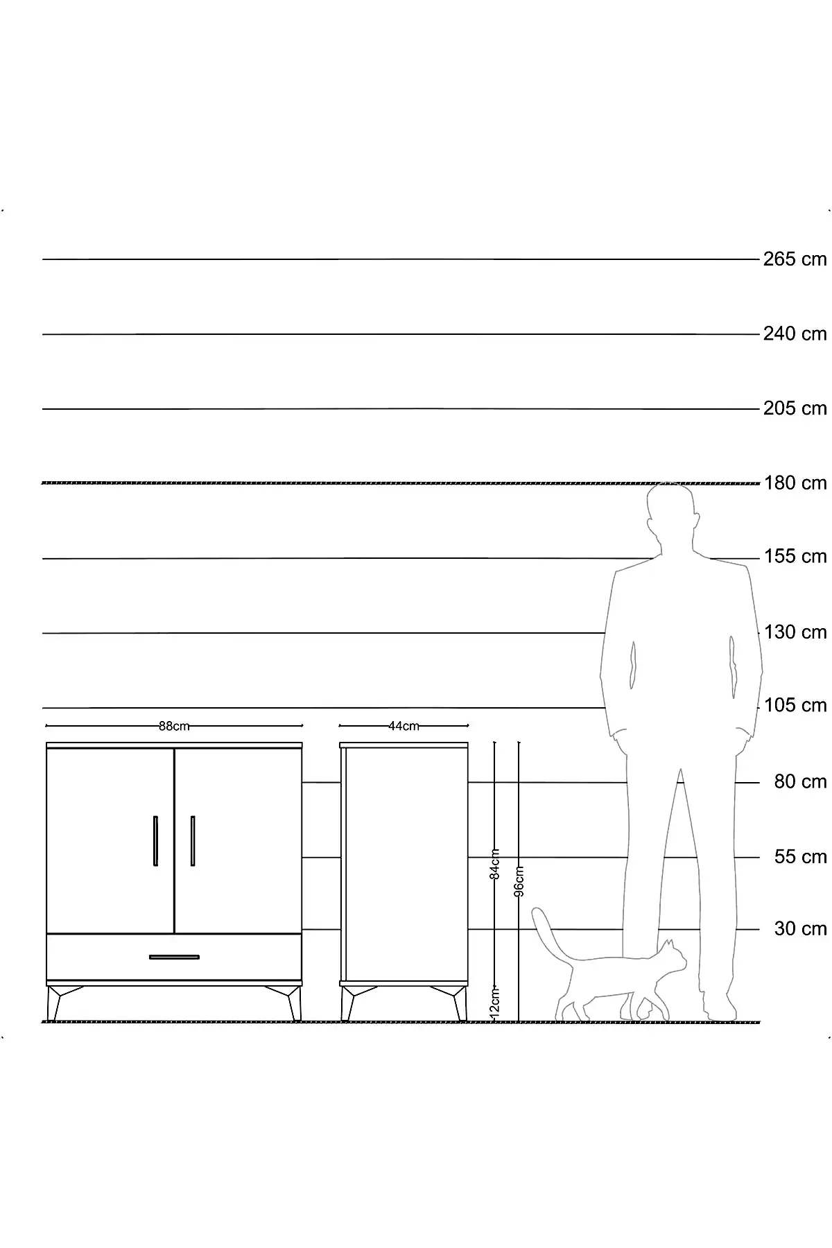 Hyperion Şifonyer 3 Raflı Tek Çekmeceli 2 Kapaklı 88x44x96 - S37M071V1B
