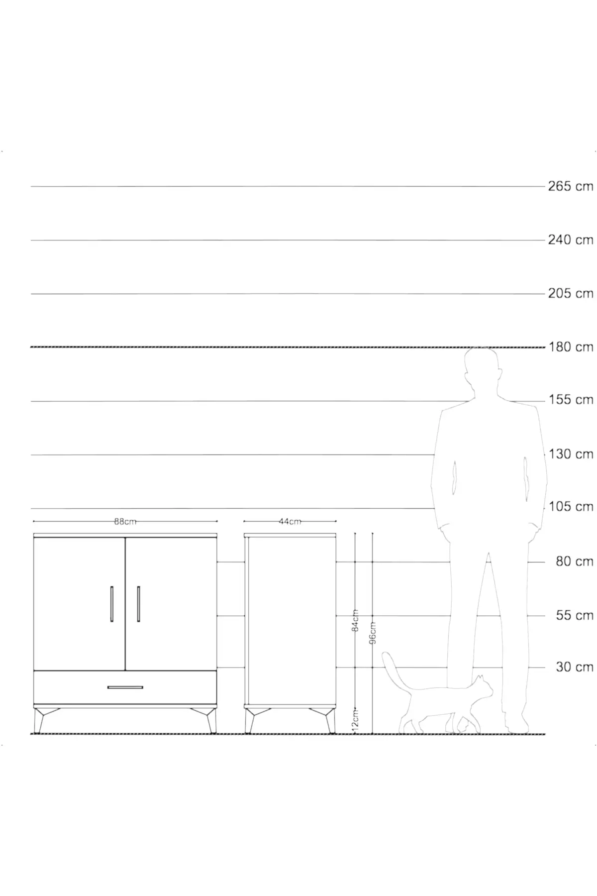 Hyperion Şifonyer 3 Raflı Tek Çekmeceli 2 Kapaklı 88x44x96 - S37M071V2B