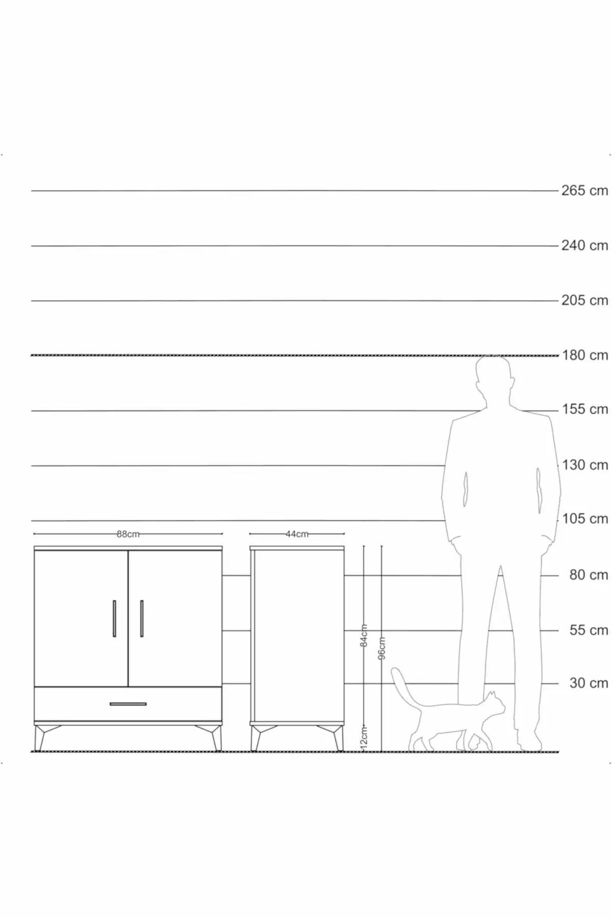 Hyperion Şifonyer 3 Raflı Tek Çekmeceli 2 Kapaklı 88x44x96 - S37M071V3B