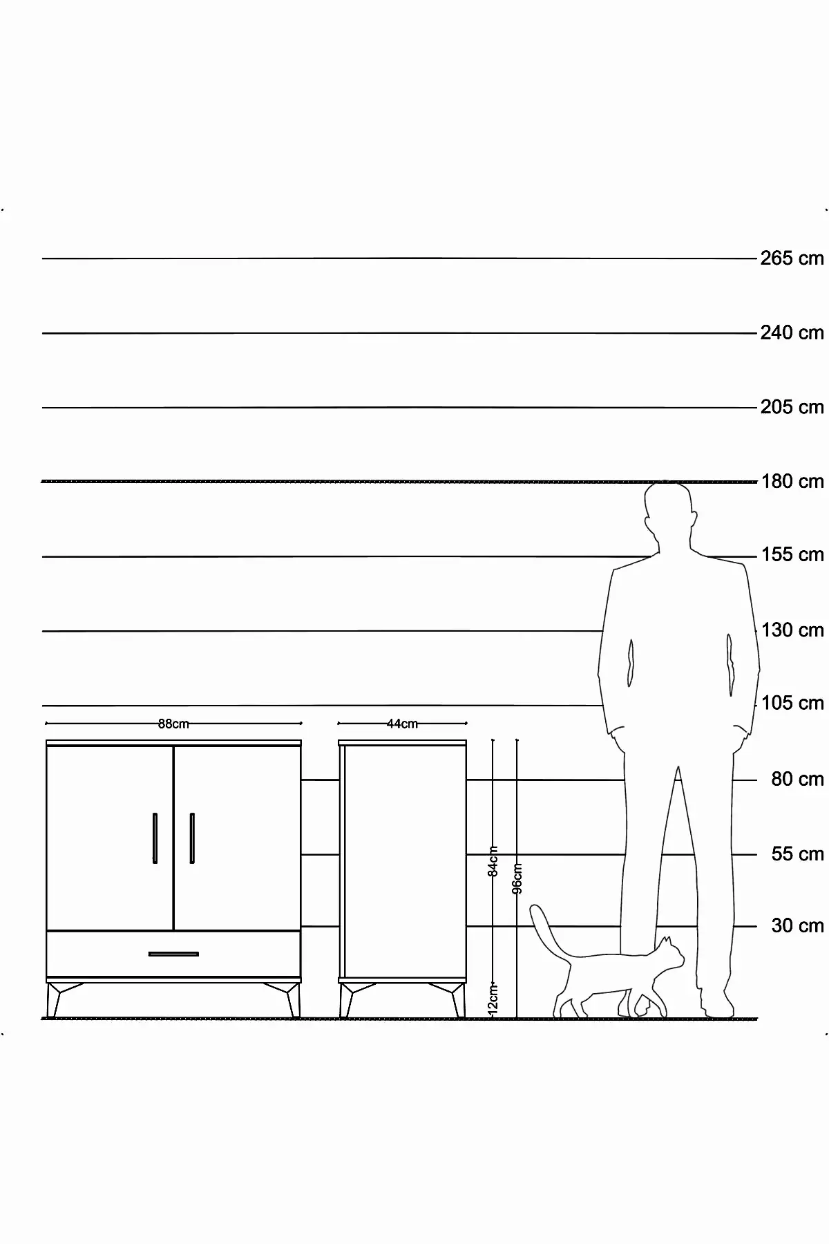 Hyperion Şifonyer 3 Raflı Tek Çekmeceli 2 Kapaklı 88x44x96 - S37M071V7B