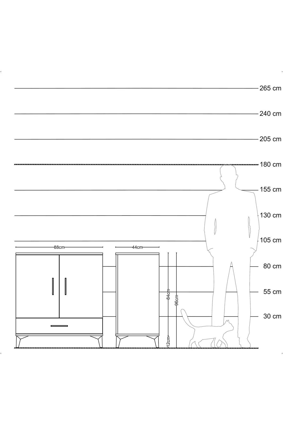 Hyperion Şifonyer 3 Raflı Tek Çekmeceli 2 Kapaklı 88x44x96 - S37M071V8B