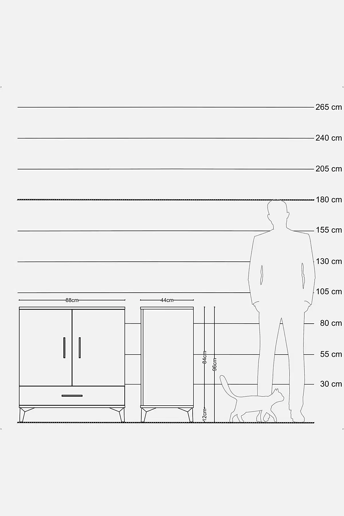 Hyperion Şifonyer 3 Raflı Tek Çekmeceli 2 Kapaklı 88x44x96 - S37M071V9B