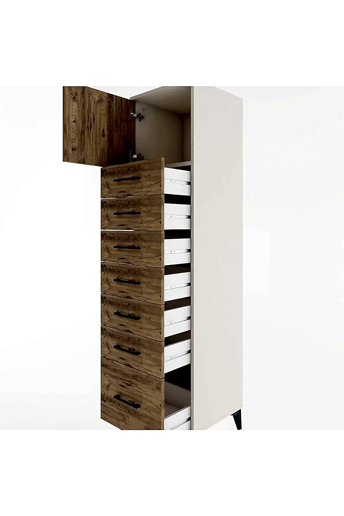 Hyperion Dolap Tek Raflı 7 Çekmeceli Tek Kapaklı 44x44x182 - S55M010V3B