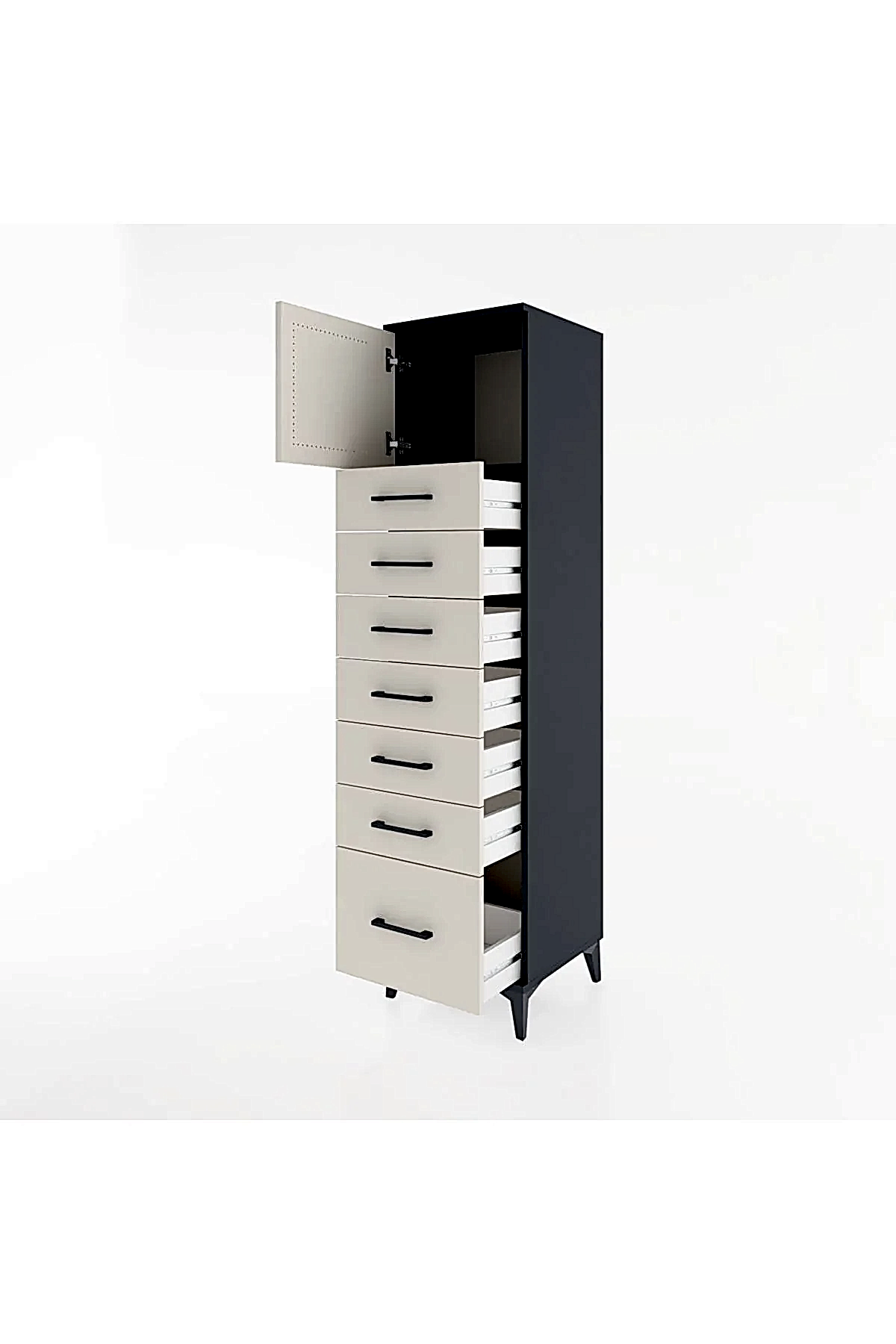 Hyperion Dolap Tek Raflı 7 Çekmeceli Tek Kapaklı 44x44x182 - S55M010V4B