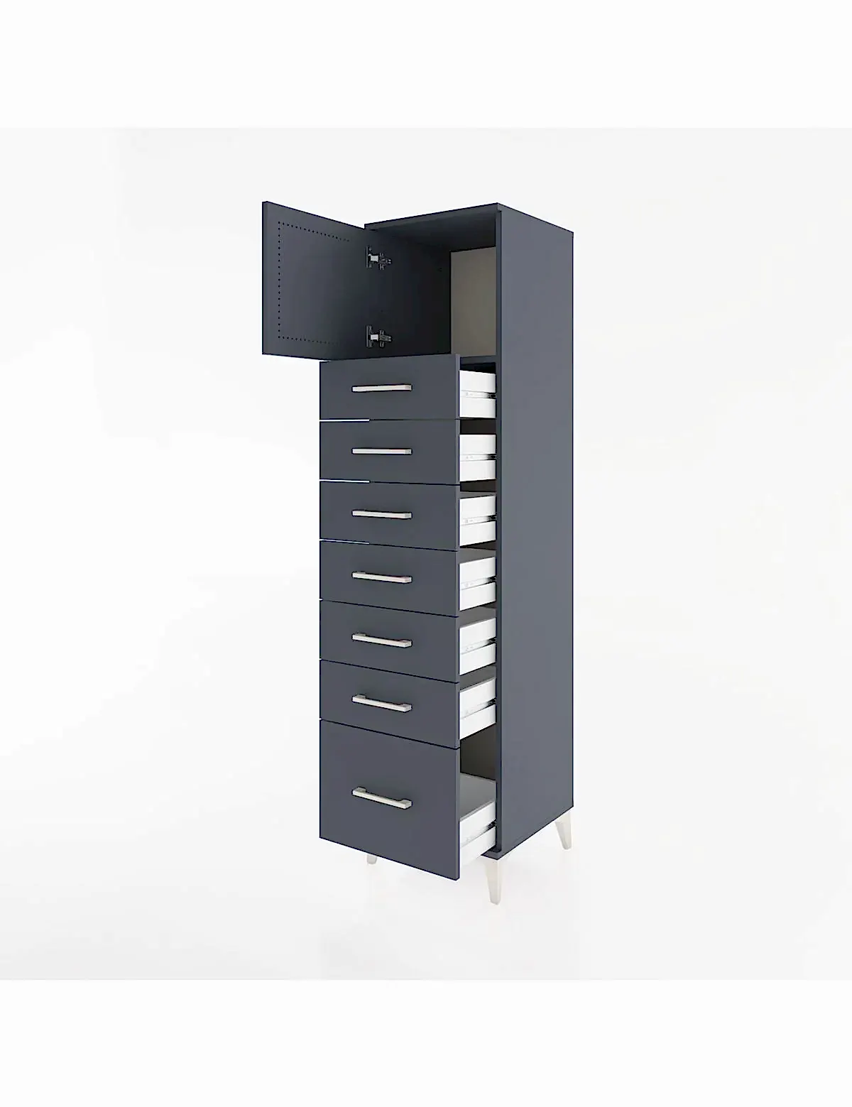 Hyperion Dolap Tek Raflı 7 Çekmeceli Tek Kapaklı 44x44x182 - S55M010V5B