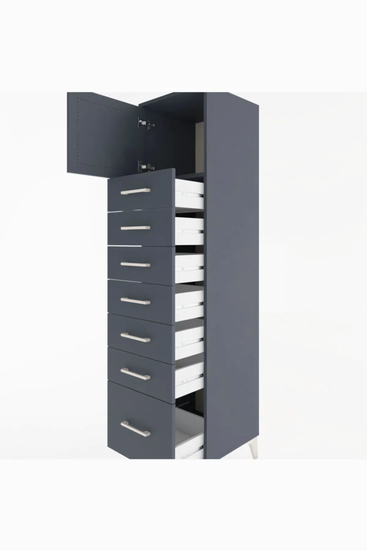 Hyperion Dolap Tek Raflı 7 Çekmeceli Tek Kapaklı 44x44x182 - S55M010V5B