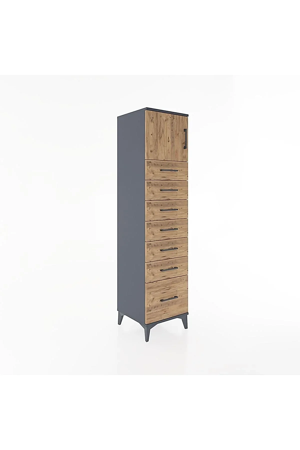 Hyperion Dolap Tek Raflı 7 Çekmeceli Tek Kapaklı 44x44x182 - S55M010V6B