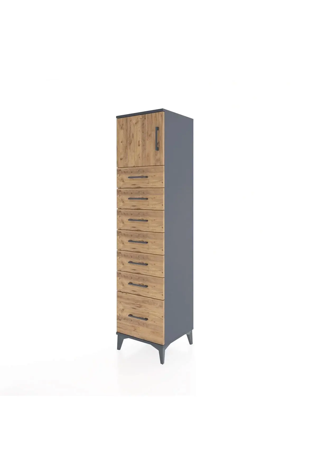 Hyperion Dolap Tek Raflı 7 Çekmeceli Tek Kapaklı 44x44x182 - S55M010V6B