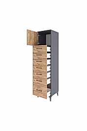 Hyperion Dolap Tek Raflı 7 Çekmeceli Tek Kapaklı 44x44x182 - S55M010V6B