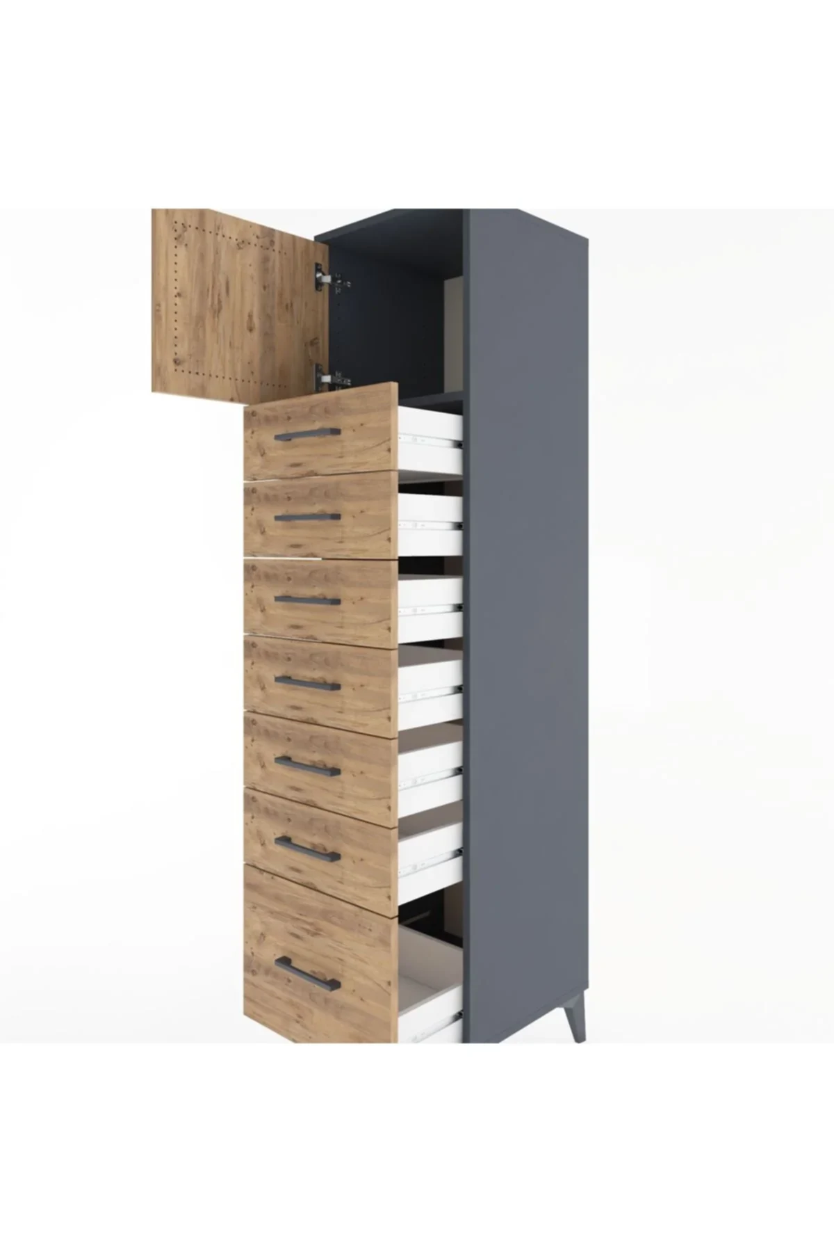 Hyperion Dolap Tek Raflı 7 Çekmeceli Tek Kapaklı 44x44x182 - S55M010V6B