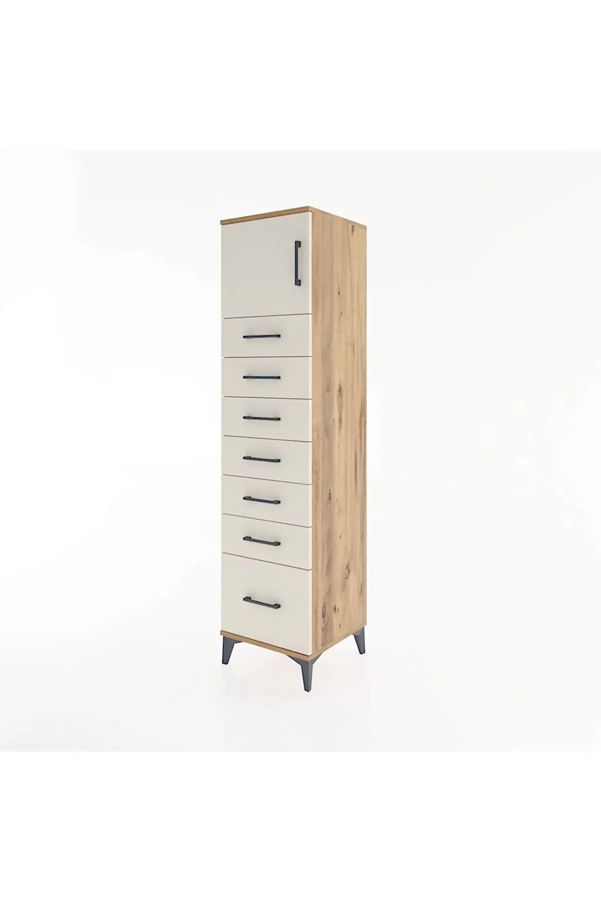 Hyperion Dolap Tek Raflı 7 Çekmeceli Tek Kapaklı 44x44x182 - S55M010V7B