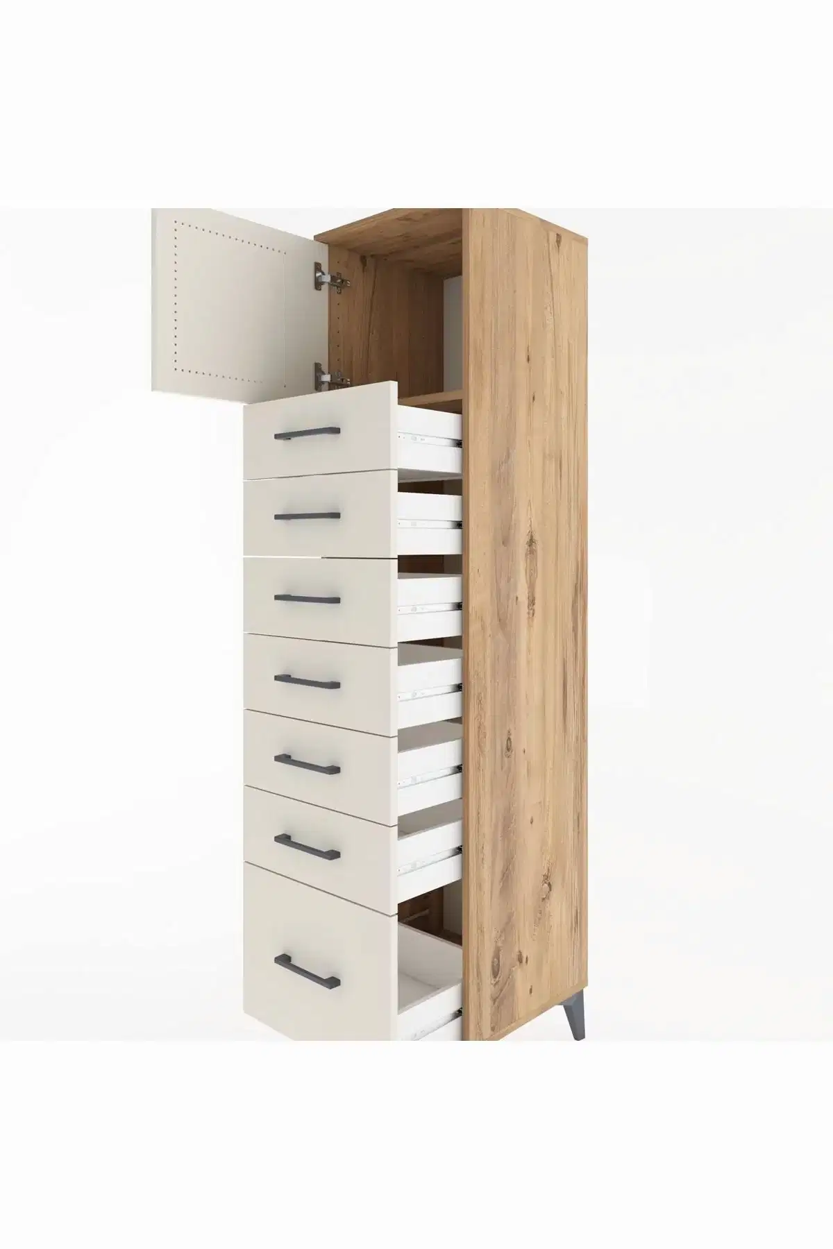 Hyperion Dolap Tek Raflı 7 Çekmeceli Tek Kapaklı 44x44x182 - S55M010V7B