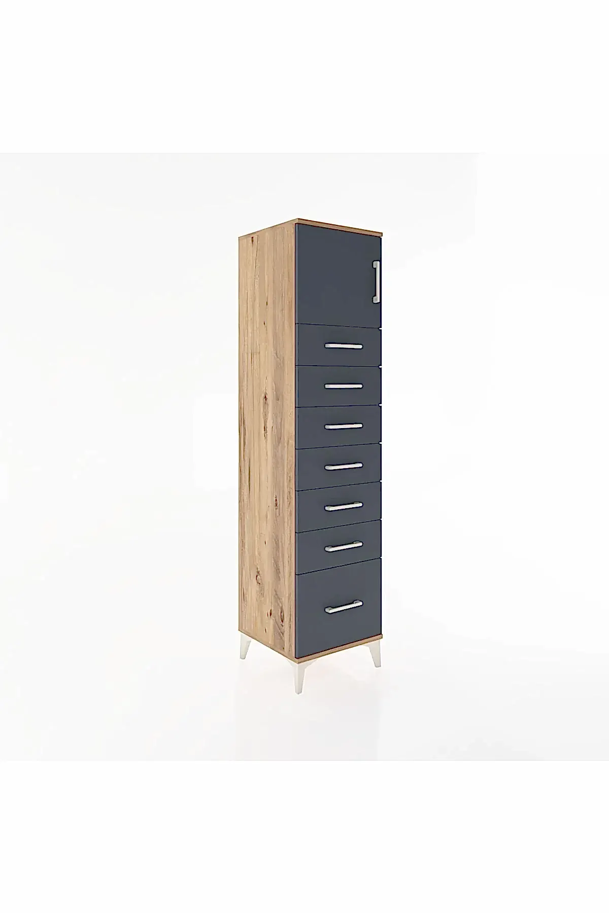 Hyperion Dolap Tek Raflı 7 Çekmeceli Tek Kapaklı 44x44x182 - S55M010V8B