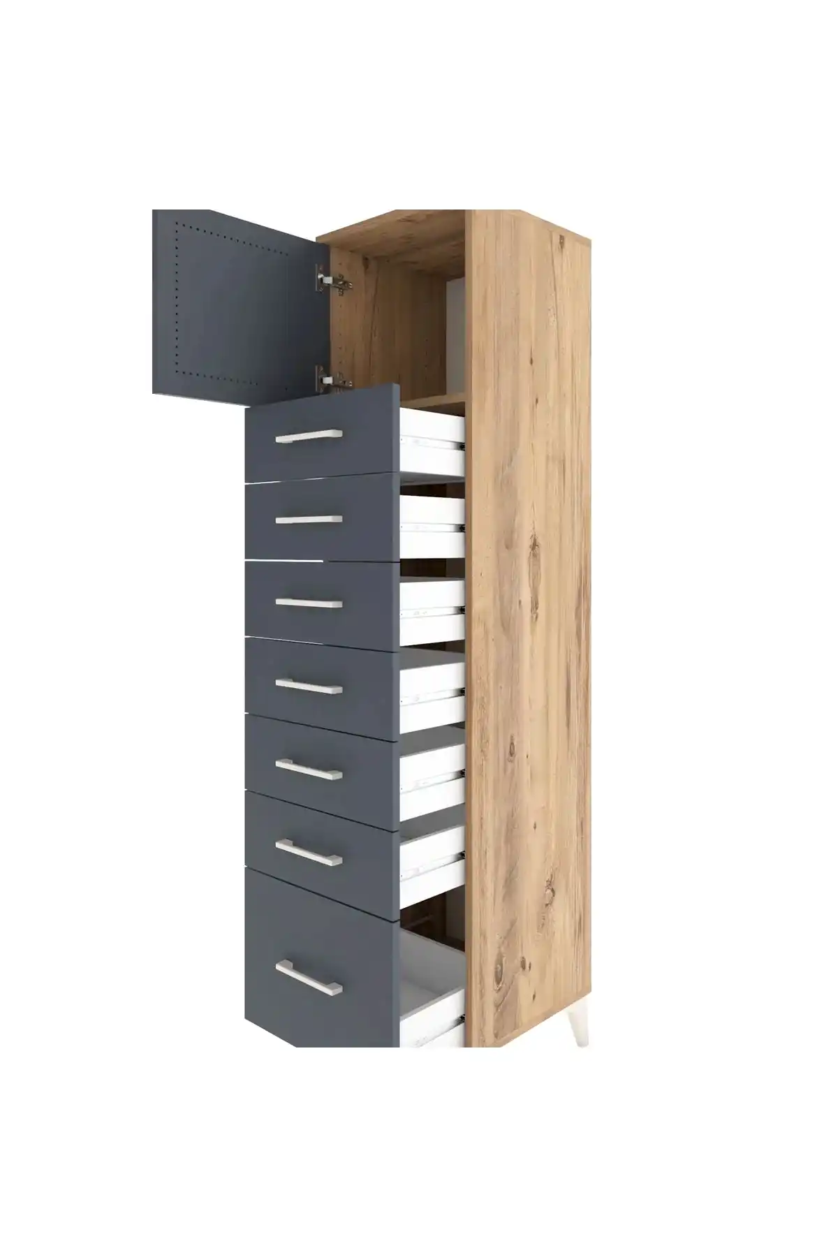 Hyperion Dolap Tek Raflı 7 Çekmeceli Tek Kapaklı 44x44x182 - S55M010V8B