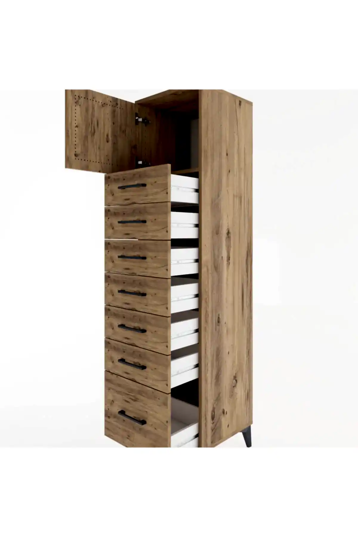 Hyperion Dolap Tek Raflı 7 Çekmeceli Tek Kapaklı 44x44x182 - S55M010V9B