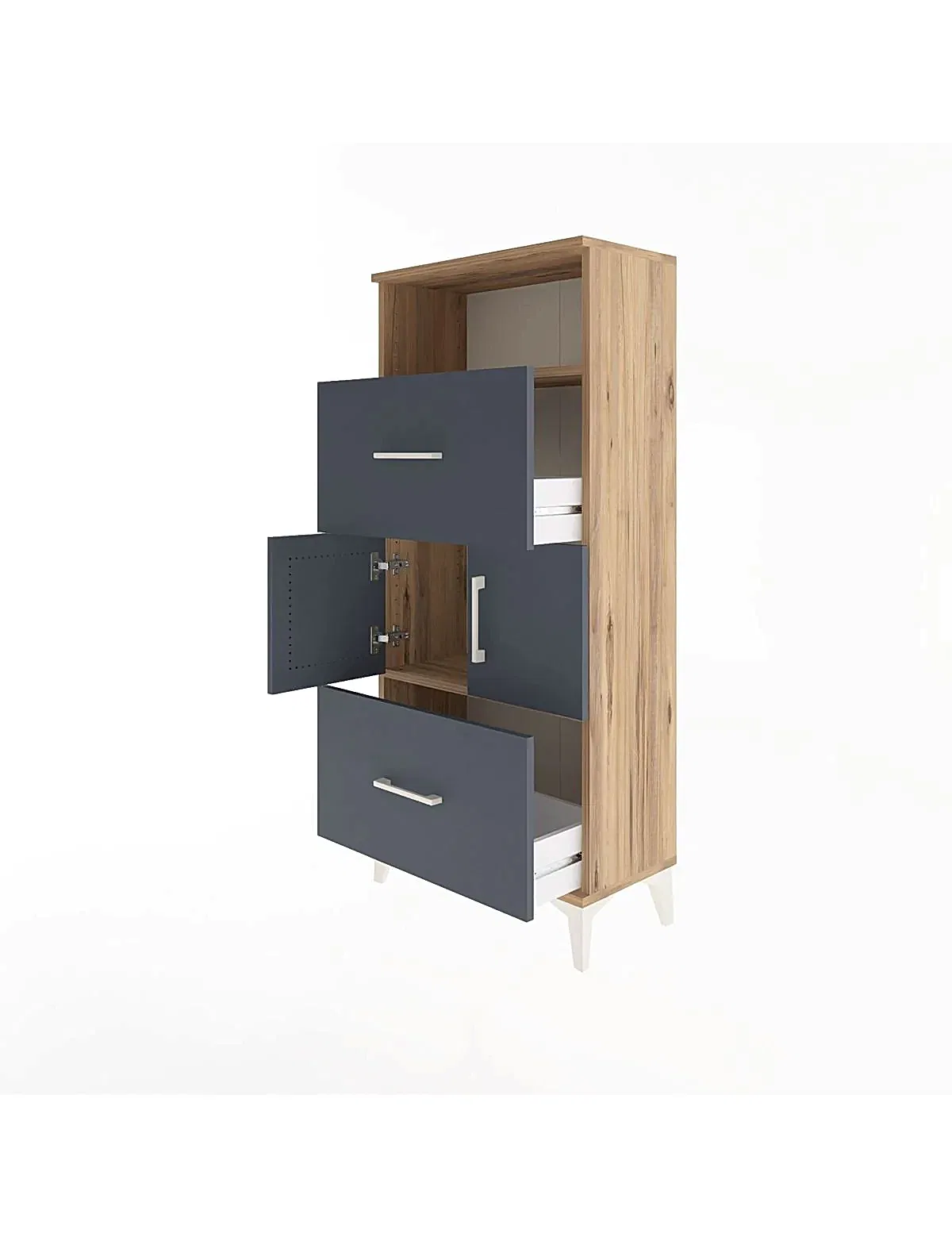 Arges Dolap 2 Raflı 2 Çekmeceli 2 Kapaklı 60x30x134 - S17M098V8A