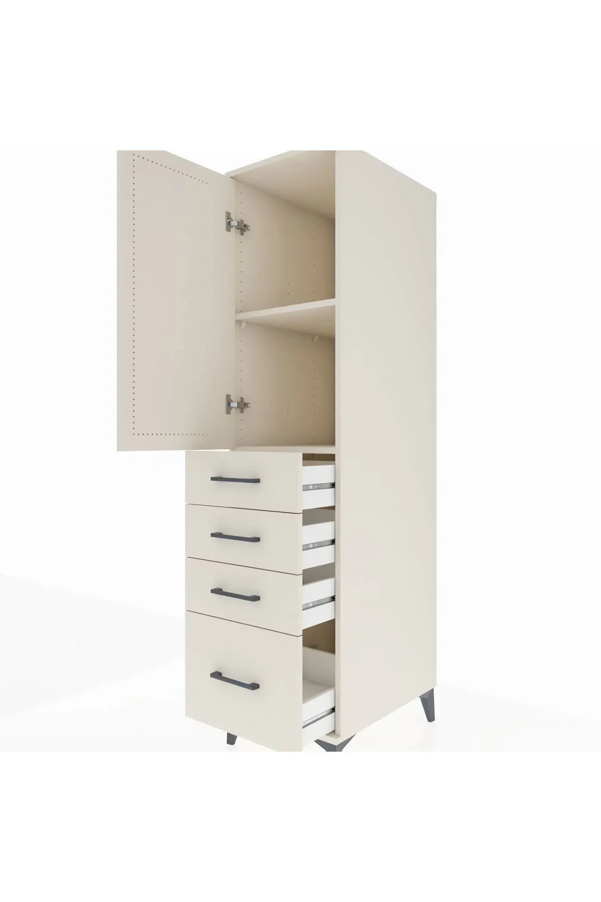 Kronos Dolap 2 Raflı 4 Çekmeceli Tek Kapaklı 44x59x182 - S88M013V1C