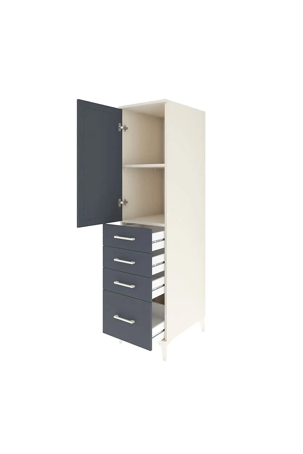 Kronos Dolap 2 Raflı 4 Çekmeceli Tek Kapaklı 44x59x182 - S88M013V2C