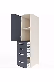 Kronos Dolap 2 Raflı 4 Çekmeceli Tek Kapaklı 44x59x182 - S88M013V2C