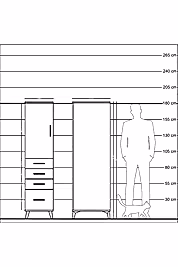 Kronos Dolap 2 Raflı 4 Çekmeceli Tek Kapaklı 44x59x182 - S88M013V3C