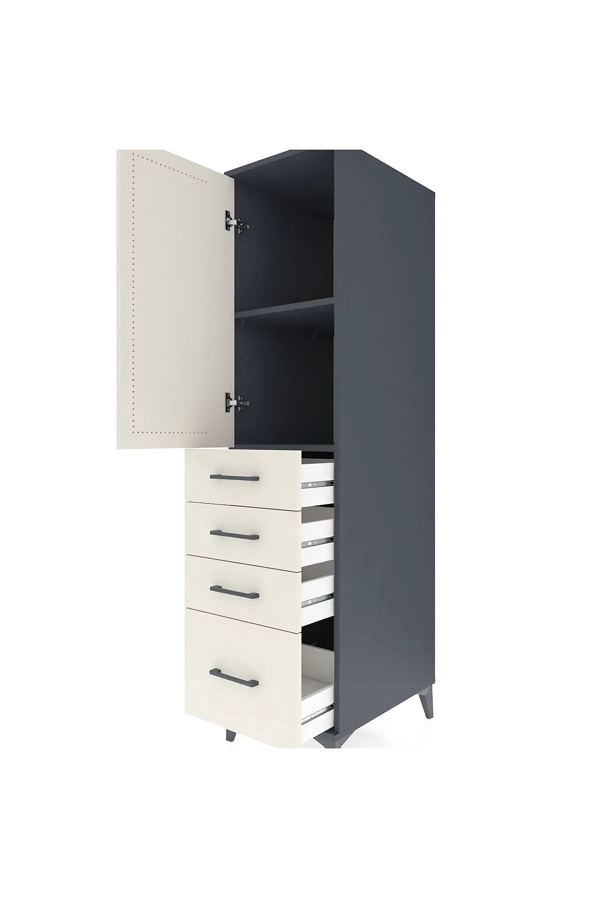 Kronos Dolap 2 Raflı 4 Çekmeceli Tek Kapaklı 44x59x182 - S88M013V4C