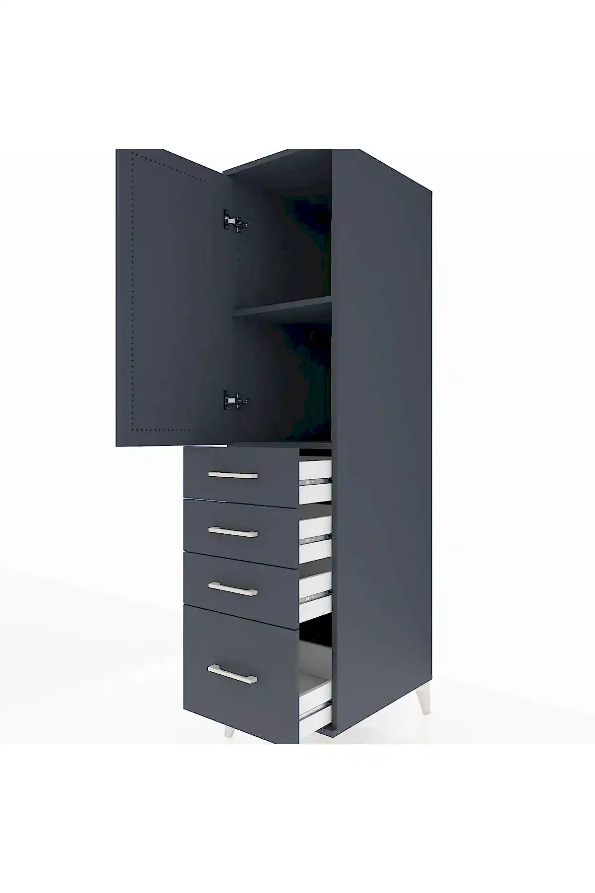 Kronos Dolap 2 Raflı 4 Çekmeceli Tek Kapaklı 44x59x182 - S88M013V5C